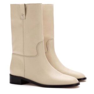 Larroude Cream Heeled Boots